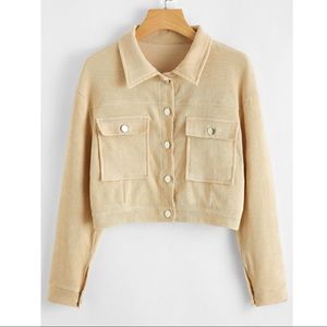 Corduroy Cropped Jacket | N e w Beige Creme